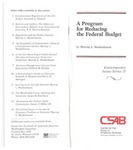 A Program for Reducing the Federal Budget by Murray L. Weidenbaum