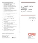 A "Dutch Uncle" Talk on Foreign Trade by Murray L. Weidenbaum