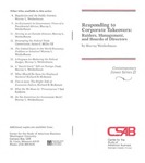 Responding to Corporate Takeovers: Raiders, Management, and Boards of Directors by Murray L. Weidenbaum