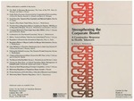 Strengthening the Corporate Board: A Constructive Reponses to Hostile Takeovers by Murray L. Weidenbaum